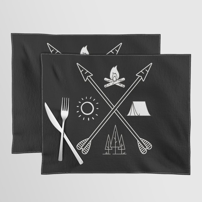 CAMPING ADVENTURE ARROWS AND CAMPFIRE DESIGN Placemat