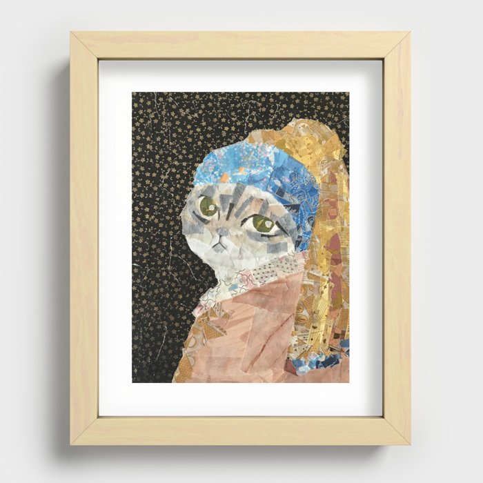 Cat Without A Pearl Earring Recessed Framed Print