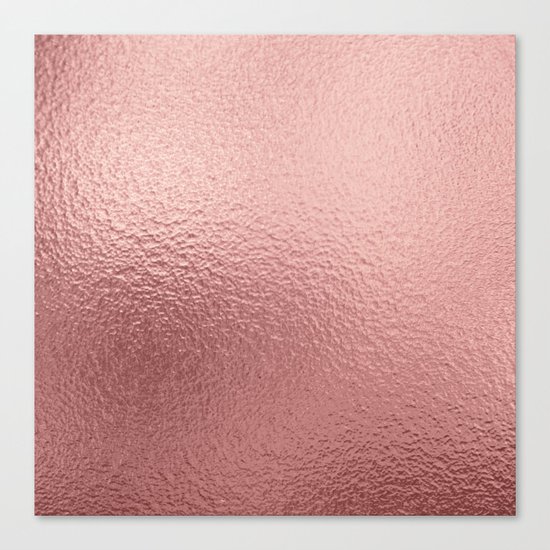 Rose quartz- pink metal foil backround Canvas Print