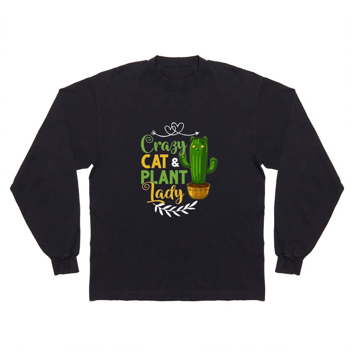 Catcus Cactus Cat Succulent Plant Kitten Flower Long Sleeve T Shirt