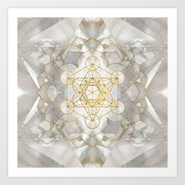 Gold Metatron Cube Marble-Wall Art Canvas Painting-Golden Sacred Geometry Print-Fruit of Life Art Poster-Home Wall Art Decor 60x80cm no Frame