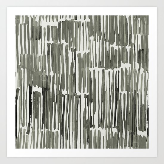 Simply Bamboo Brushstroke Green Tea on Lunar Gray Art Print