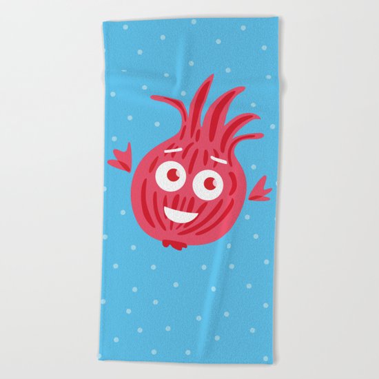 Cute Red Onion Beach Towel