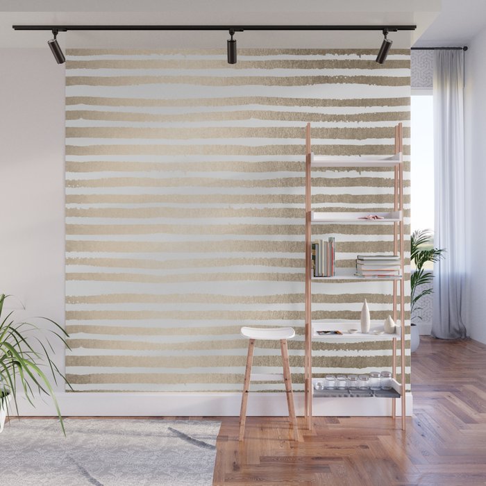 White Gold Sands Shibori Stripes Wall Mural