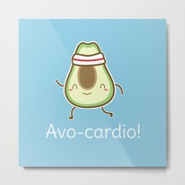 Kawaii Cute Avocado Pun Metal Print | Whimsicalfood, Cutefood, Funny, Avocado, Adorableavocado, Kawaiiavocado, Foodwithfaces, Food, Cardio, Kawaiifruit 