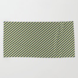 [ Thumbnail: Gray, Tan, and Dark Slate Gray Colored Lines/Stripes Pattern Beach Towel ]