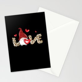 Cute Gnome Heart Love Leopard Valentine Stationery Card