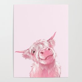 Highland Cow Pink Poster