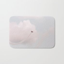 Vintage Airplane and Fluffy Clouds Bath Mat