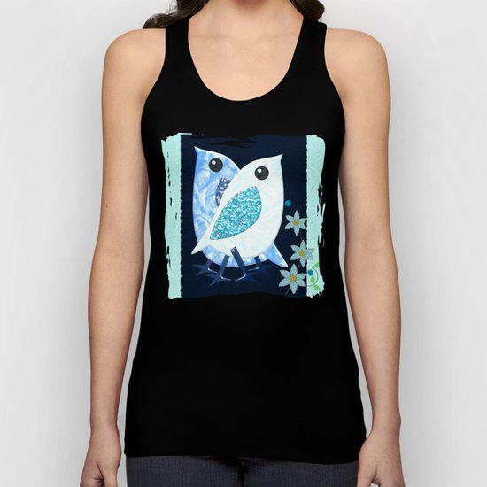 Modern painterly birds and flowers in a frame Unisex Tank Top