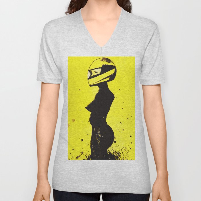 Yellow Helmet V Neck T Shirt