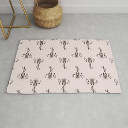 Black Retro Microphone Pattern on Pale Pink Area & Throw Rug