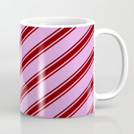 [ Thumbnail: Plum & Maroon Colored Lines/Stripes Pattern Coffee Mug ]