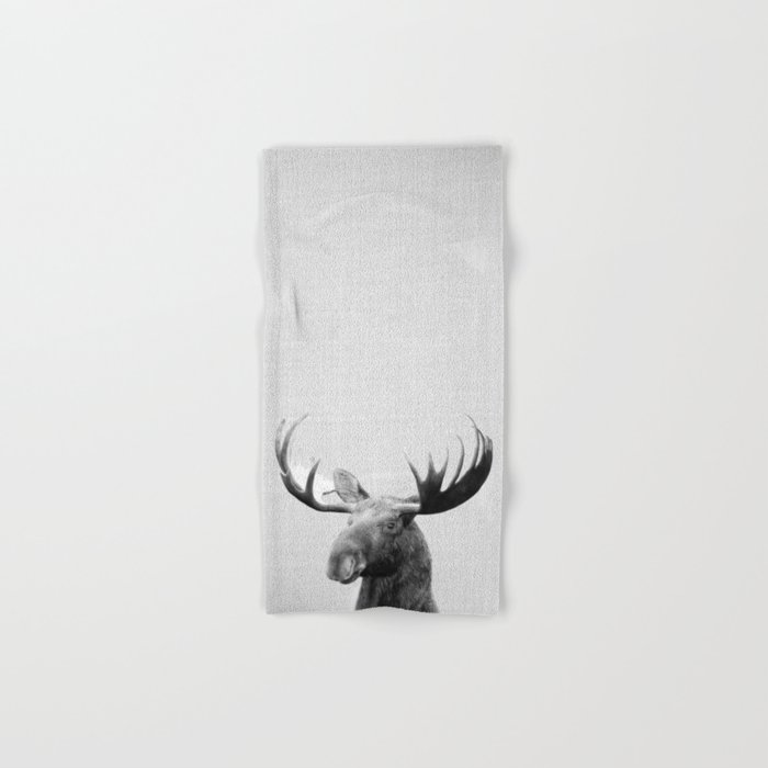 Moose - Black & White Hand & Bath Towel