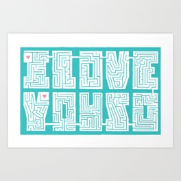 I Love You So (blue green) - Maze Art Print