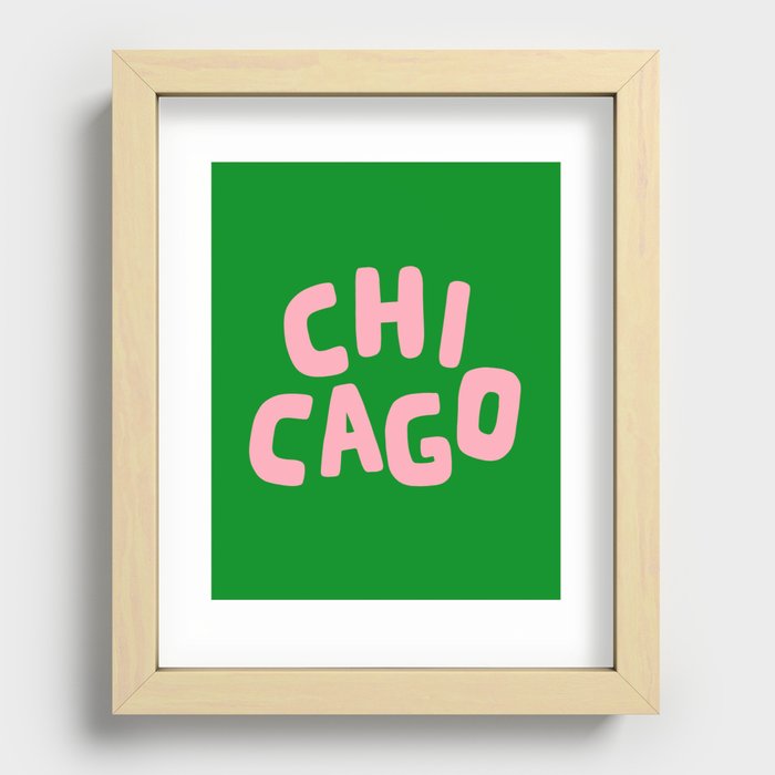 Chicago Green & Pink Recessed Framed Print