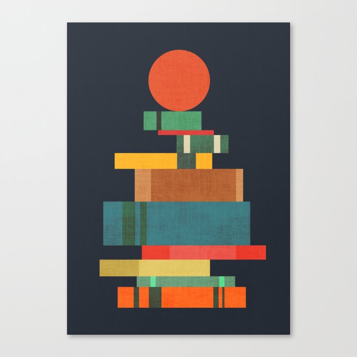 Book stack with a ball Canvas Print