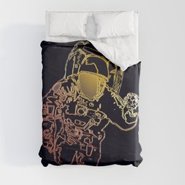Astronaut in Deep Space Walk with Sun Reflection Duvet Cover