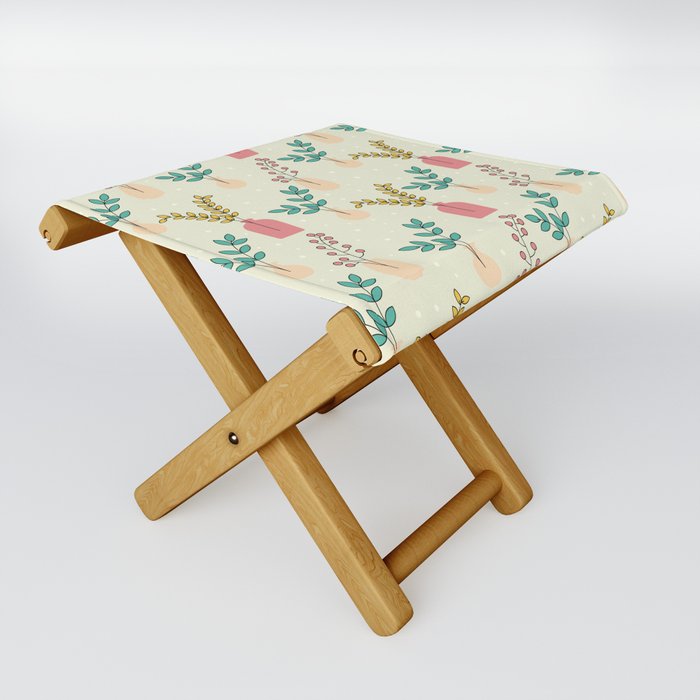 Abstract Flowerpots pattern Folding Stool