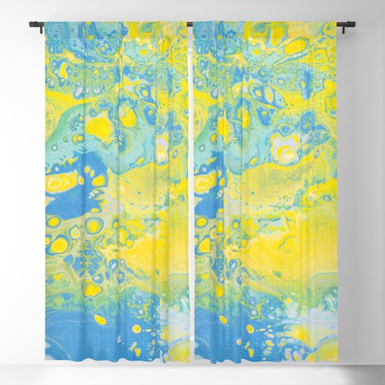 Fluid Art Acrylic Painting Pour 36 Yellow Green Blue Blended