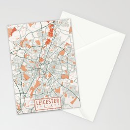 Leicestershire City Map of England - Bohemian Stationery Card