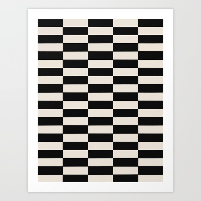 Check Pattern Rectangular Black & Beige Art Print