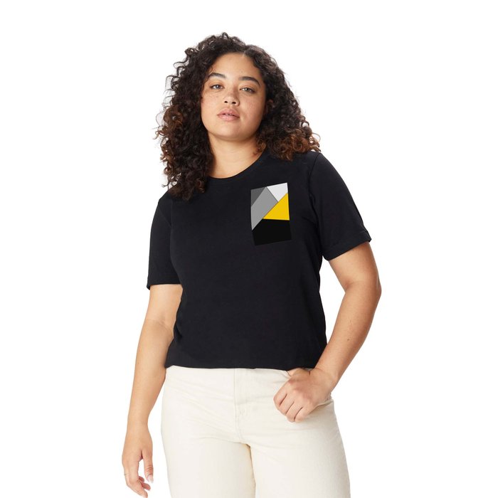 Simple Modern Gray Yellow and Black Geometric Long Sleeve T Shirt by  BlackStrawberry