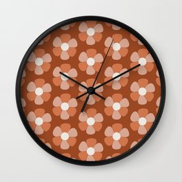 Retro Floral Seventies Vintage Pattern Wall Clock