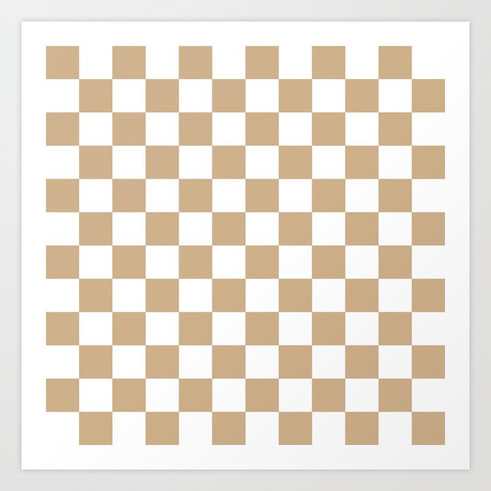 Checkered (Tan & White Pattern) Art Print