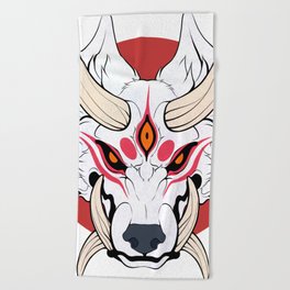 Nine-tailed fox spirit kitsune unisex design Beach Towel