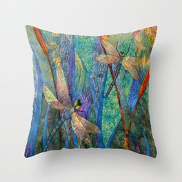 Colorful Dragonflies Throw Pillow
