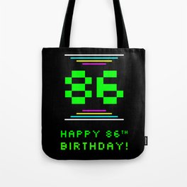 [ Thumbnail: 86th Birthday - Nerdy Geeky Pixelated 8-Bit Computing Graphics Inspired Look Tote Bag ]