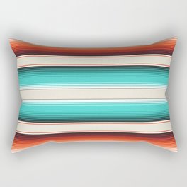 Navajo White, Turquoise and Burnt Orange Southwest Serape Blanket Stripes Rectangular Pillow