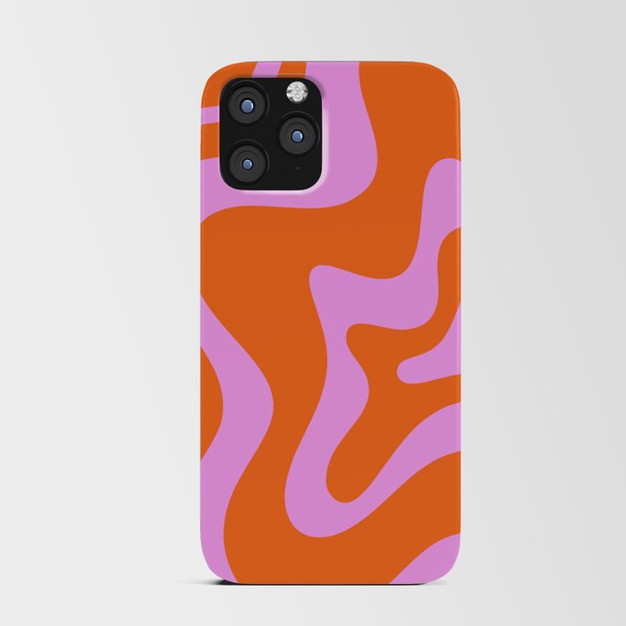 Retro Liquid Swirl Abstract Pattern in Hot Pink and Red-Orange iPhone Card Case