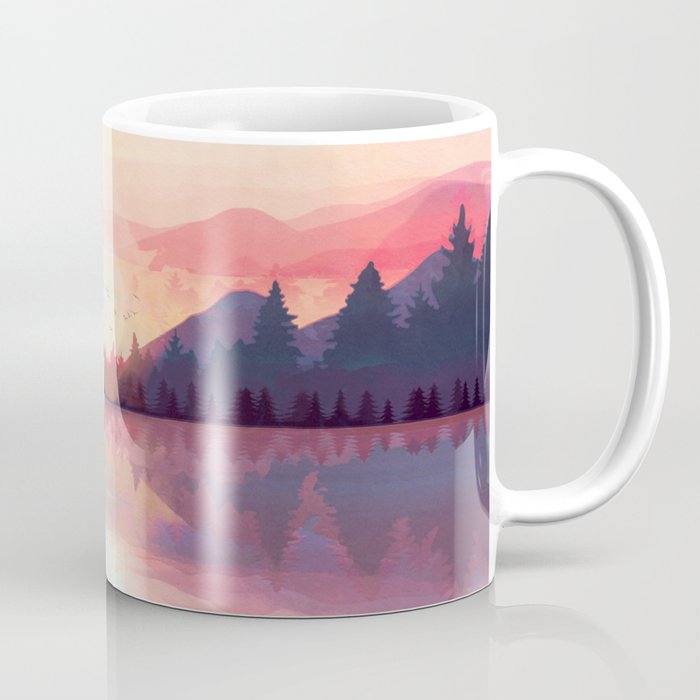 Morning Sunshine over the Peaceful Mountain Lake Coffee Mug