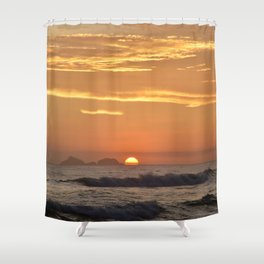 Sunset on water Shower Curtain | Beach, Shore, Sun, Evening, Soft, Water, Yellow, Ocean, Salt, Gold 