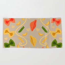 I Love Tri-Color Pasta Pattern Beach Towel