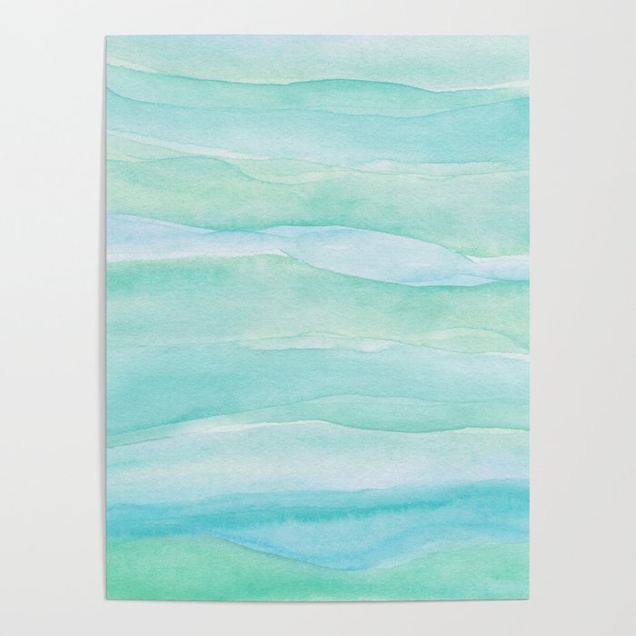 Ocean Layers - Blue Green Watercolor Poster