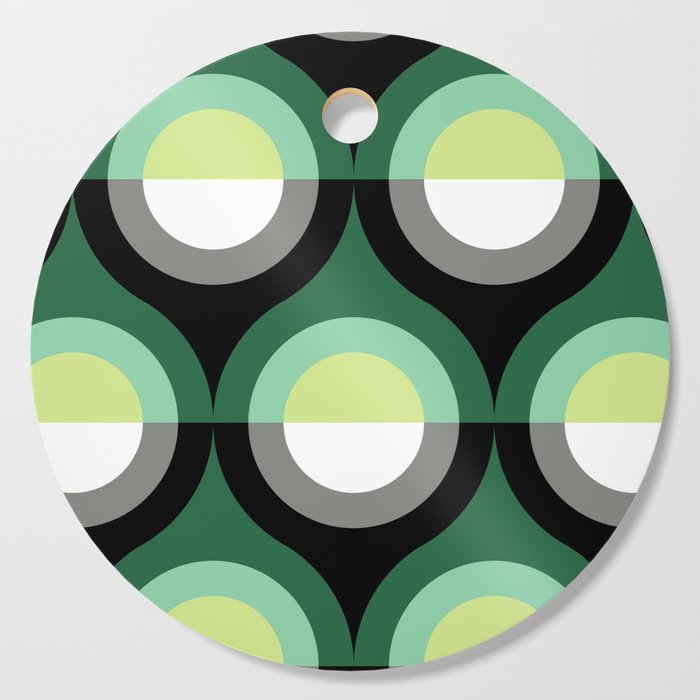 Mid-Century Teardrop Geometric Pattern - Forest Colors Cutting Board