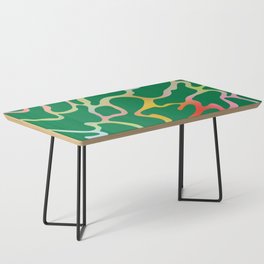 Colorful Wavy Lines Pattern \\ Multicolor Gradient & Juicy Green Background Coffee Table