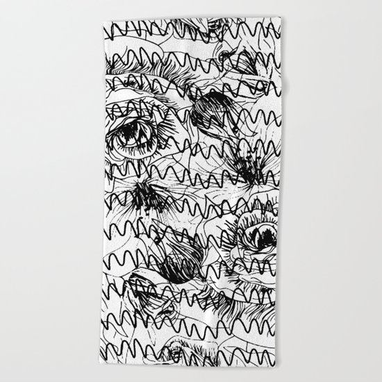 Floral graftti Beach Towel