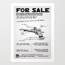 For Sale: X-Wing Starfighter Art Print
