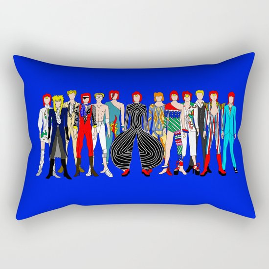 Blue Bowie Group Fashion Outfits Rectangular Pillow