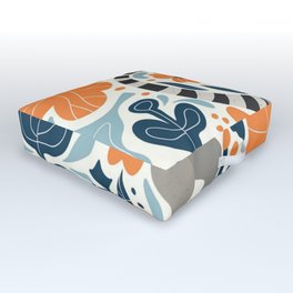 Cute lemur in the tropical jungle flowers and leaves scandinavian style Outdoor Floor Cushion