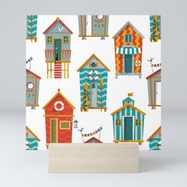 Beach Huts Pattern Mini Art Print