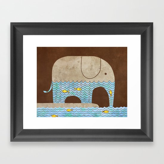 Thirsty Elephant - colour option Framed Art Print