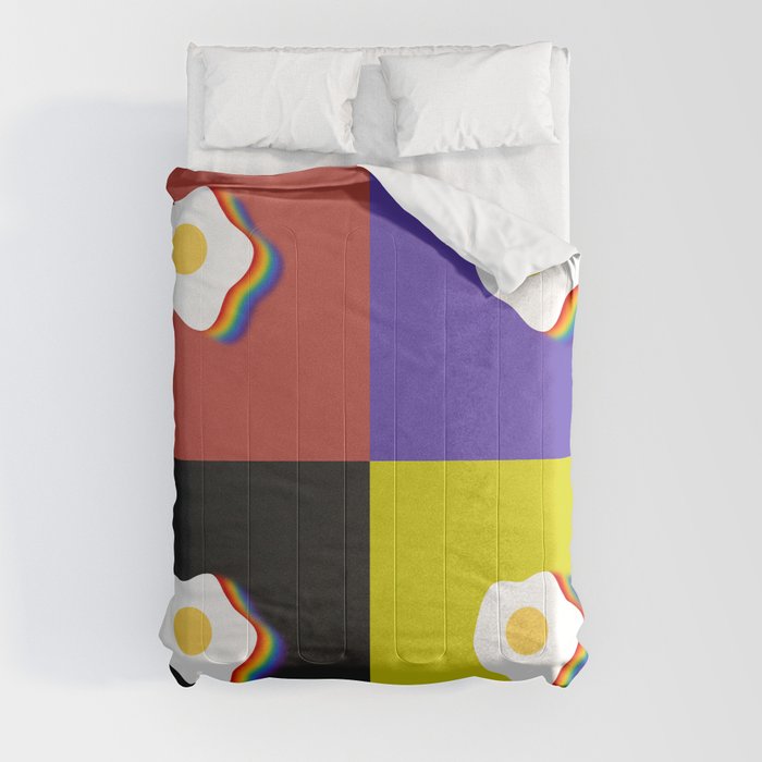 Rainbow fried egg patchwork 4 Comforter