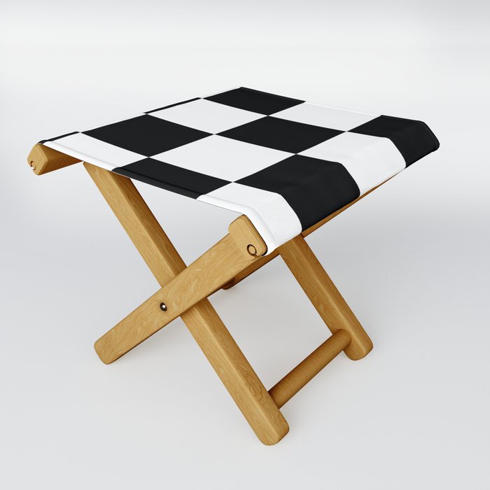 Black and White Checkers Folding Stool