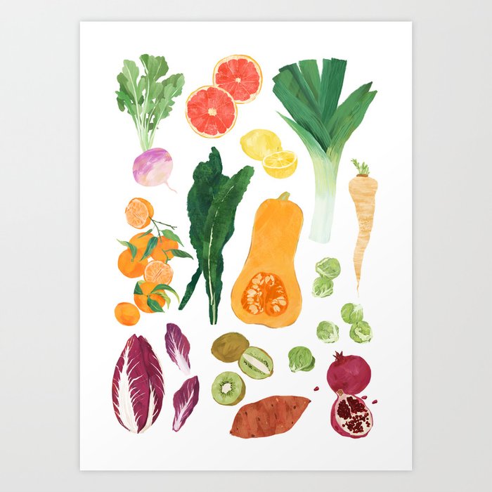 Winter Fruits & Vegetables  Art Print