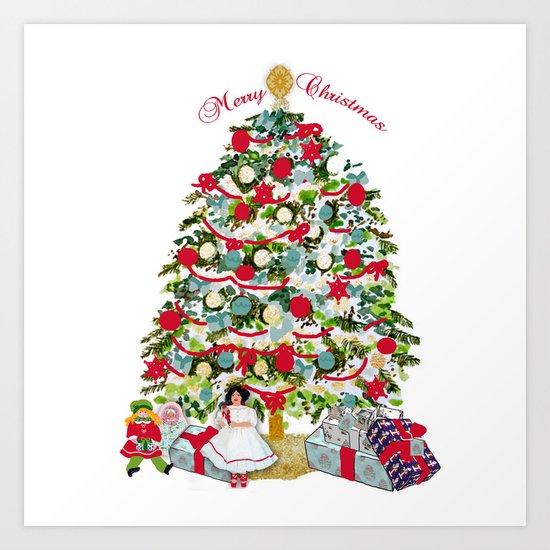 Underneath the Christmas Tree Art Print